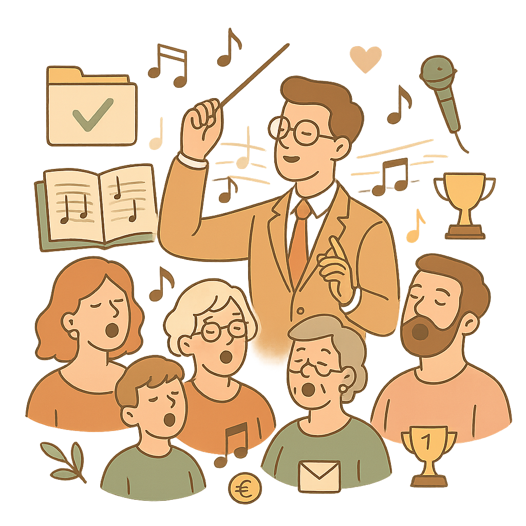 Illustration eines Gesangsvereins: Chor beim gemeinsamen Singen