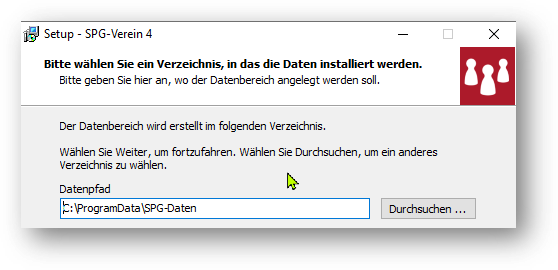 Datenpfad-Abfrage im Setup