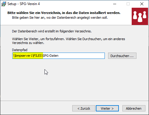 UNC-Pfad im Setup verwenden