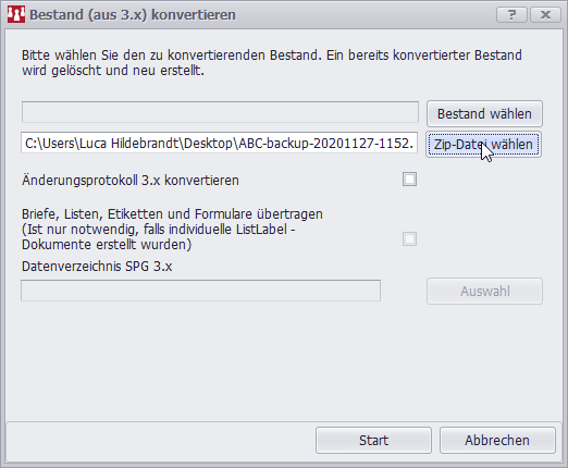 Dialog Bestand konvertieren in SPG-Verein 4
