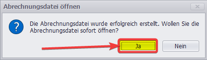 Abfrage zum Öffnen der Kursabrechnungs-Datei