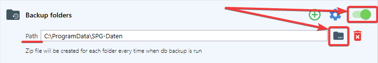 SQLBackupAndFTP: Backup folders mit SPG-Daten-Pfad