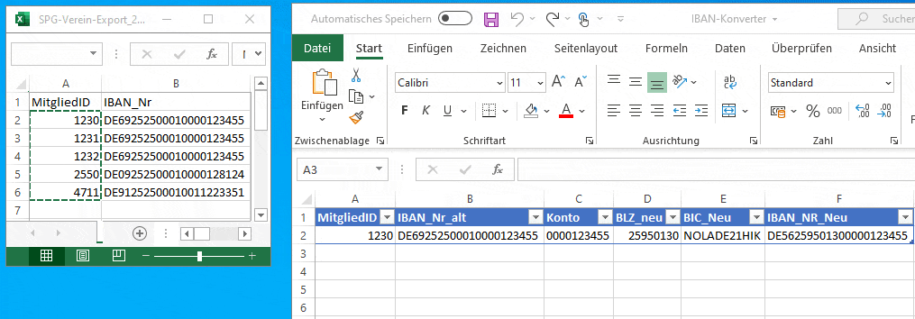IBANs in Excel aktualisieren
