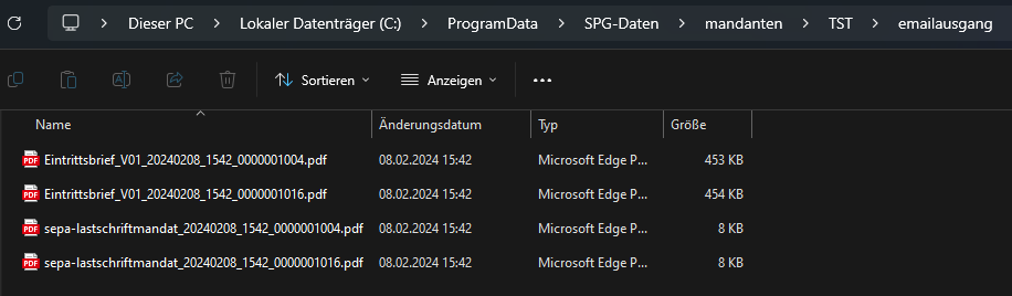 Ordner Emailausgang im Dateiexplorer