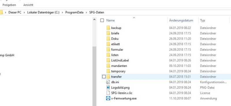 Inhalt des Ordners SPG-Daten